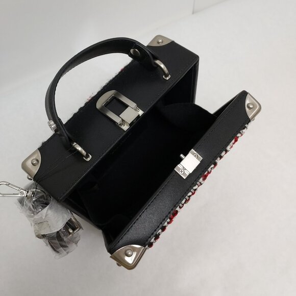 Sam Edelman Gracia Plaid Hardcase Crossbody Purse Woven Handbag Tweed Academia - Picture 12 of 15